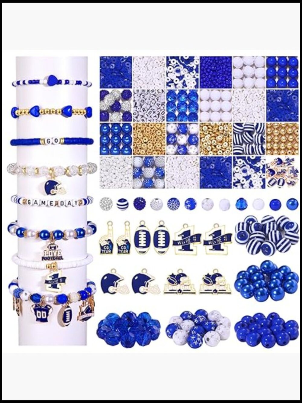Assorted Beads Bracelet Kit DIY Jewelry Making with Football Charms